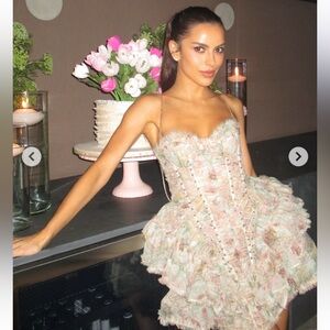 NWOT Zimmermann Rebellion Frayed Mini Dress in Mint Floral